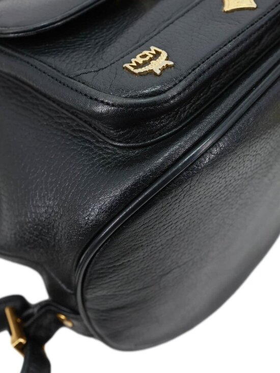 MCM  Logo Vintage Leather Drawstring Backpack Black main image 9